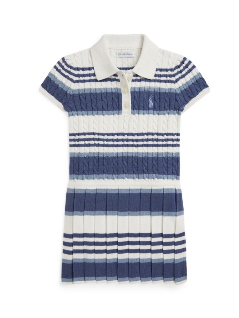 Ralph Lauren, Striped Mini-Cable Cotton Sweater Dress, New With Tags